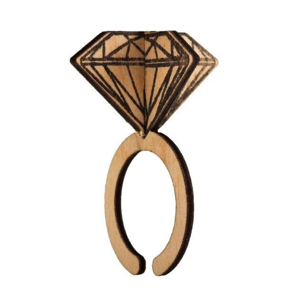 Postcard wooden statement cocktail diamond ring